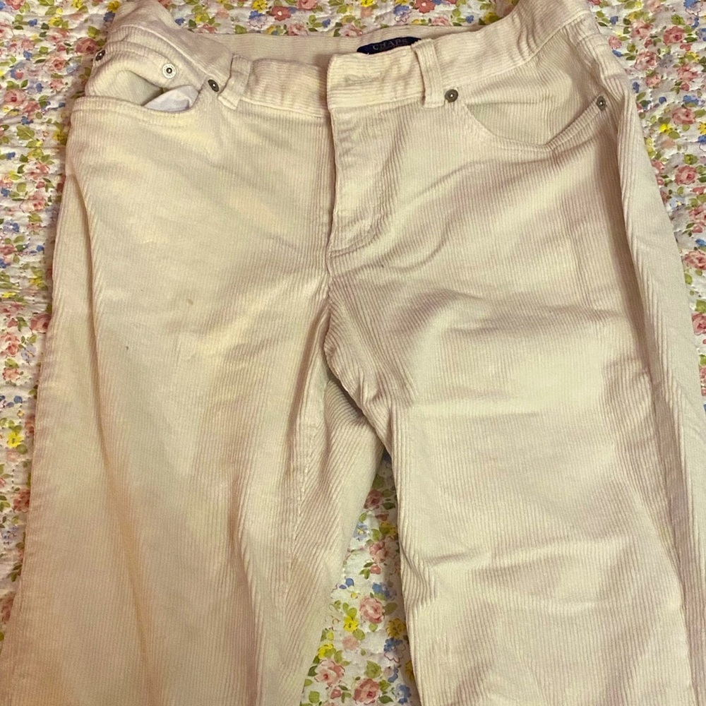 Cream corduroy pants flare